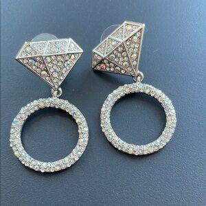 BaubleBar Silver Crystal Hoop Earrings